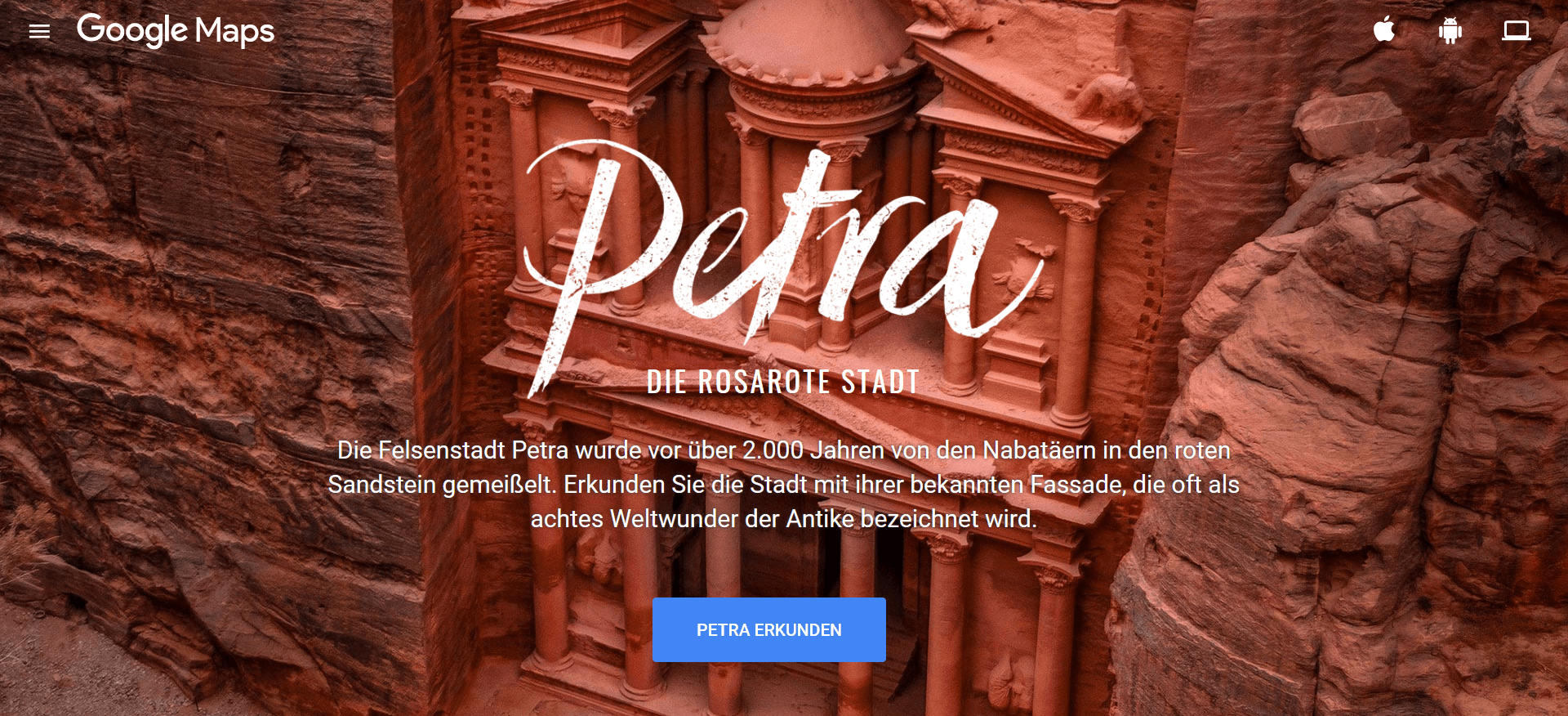 Petra im heutigen Jordanien – mit Google Maps